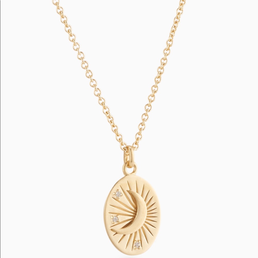 NWT Mejuri Moon Necklace GoldVermeil WhiteSapphire